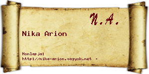 Nika Arion névjegykártya